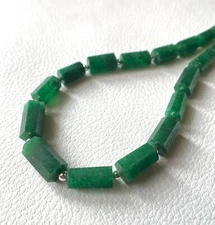 AAA Zambian Emerald Hexagon Shape Beads, Center Drilled, 14-12 mm Raw Emerald