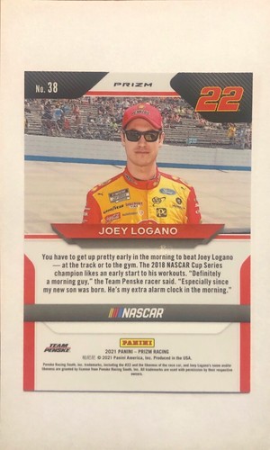 Joey Logano ~ 2021 Panini Prizm Racing NASCAR ~ Red Prizm - Picture 2 of 2