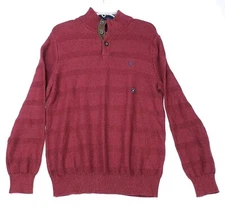 Chaps Men Sweater NWOT Size M Burgundy Pullover 1/4 Button Long Sleeve Logo