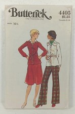 Butterick 4405 Shirt Jacket Skirt Pants Belt Pattern Size 16.5 Uncut Vintage 70s