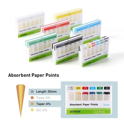 100Pcs/Box Dental Endodontic Root Canal Absorbent Paper Points Taper 0.04 7 Type - Picture 3 of 19