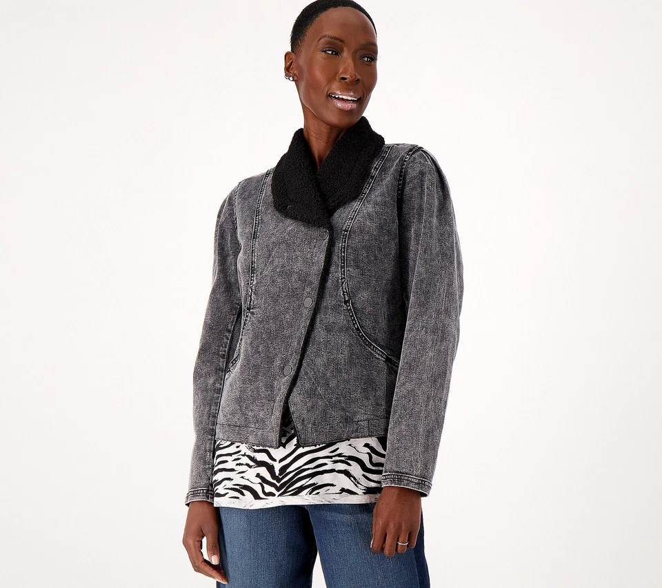 Chaqueta vaquera LOGO by Lori Goldstein con Sherpa W Sherpa - Carbón (4X) A558174 - Foto 2 de 4