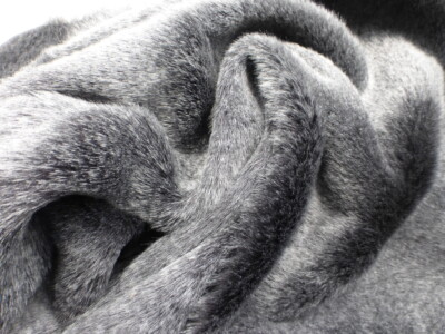 sheepskin shearling leather hide White Tipped Black Silky Short Hair suede back