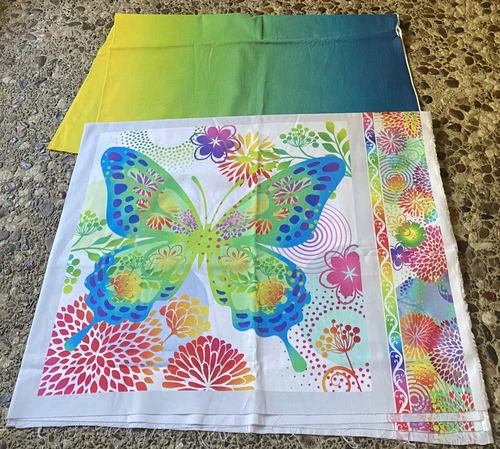 Fabric Lot Garden II Butterfly Brights PANEL Jason Yenter / #11216 Ombre Daiwabo image 4