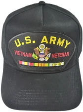 US ARMY VIETNAM VETERAN HAT CAP W/ CAMPAGIN RIBBONS SOUTH EAST ASIA