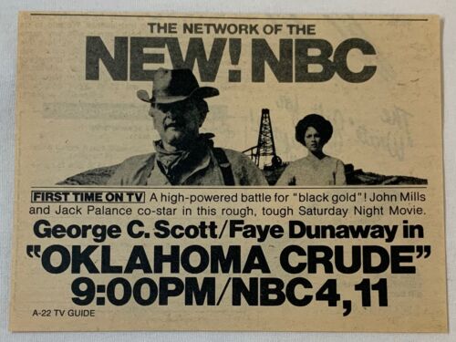 1974 NBC tv movie ad ~ OKLAHOMA CRUDE George C Scott, Faye Dunaway