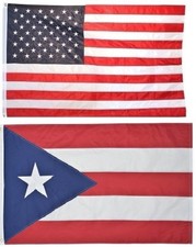 3x5 USA American Flag Puerto Rico Friendship EMBROIDERED 210D Premium Set