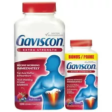 GAVISCON Extra Strength 120 + Bonus 25, 145 Total Chewable Tablets Fruit Blend
