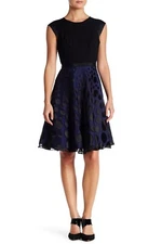 Halston Heritage Fit & Flare Dress, Black Purple, Size 8