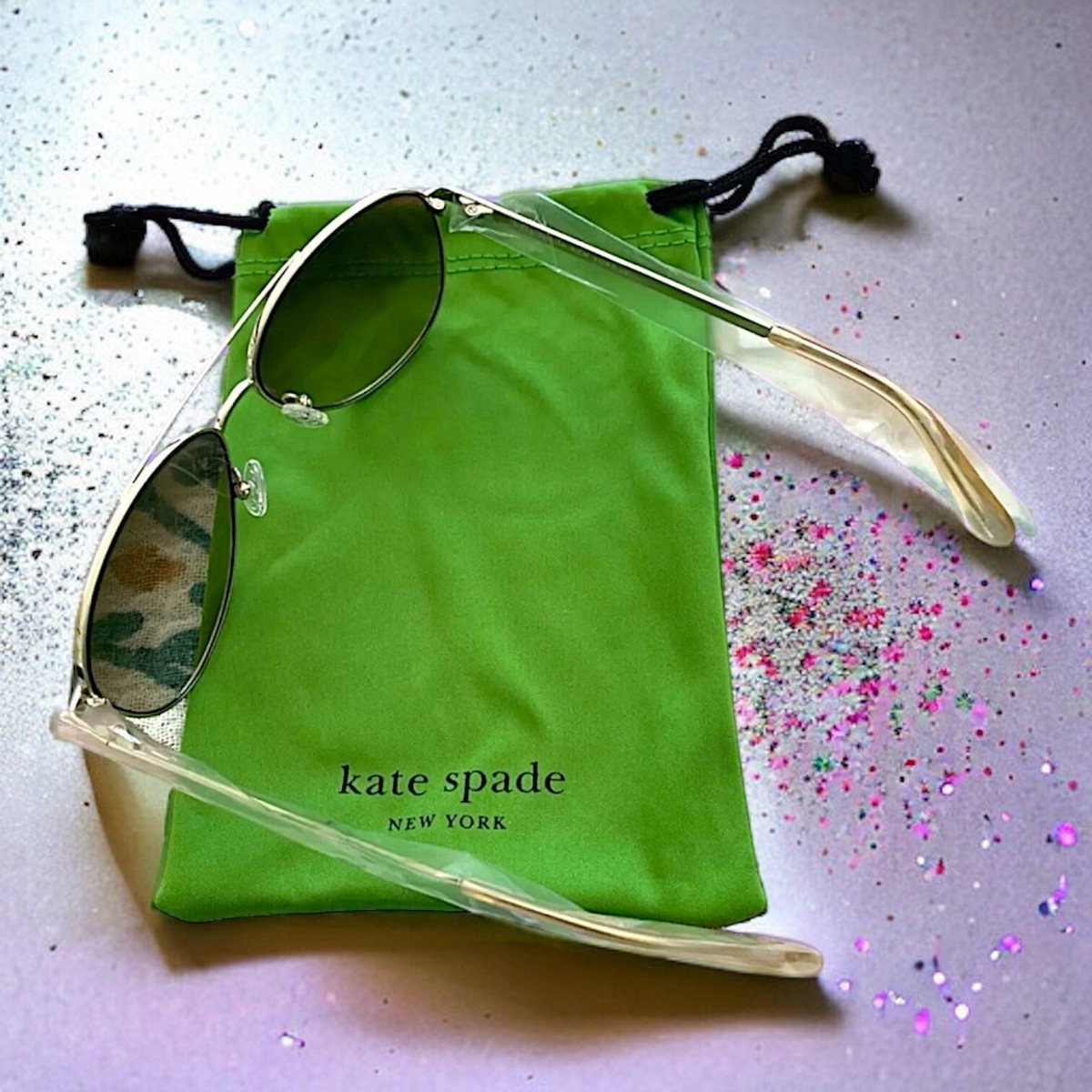 Kate Spade Gold Aviator Sunglasses with Green Pouch, Emmelines/S 57MM, BRAND NEW Kate Spade Women main image 4