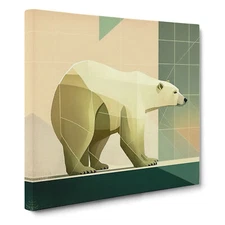 Polar Bear Mid-Century No.1 Canvas Wall Art Print Framed Picture Home Decor
