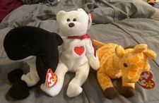 Set  Ty Beanie Babies Waves the Orca Whale Plush Toys - 4084/Valentino/Twigs