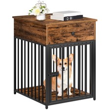 Dog Crate Furniture, Wooden Dog House, Decorative Dog Kennel with Drawer, Indoor