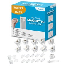 Vmaisi Adhesive Magnetic Locks for Cabinets Drawers 10 Standard, White