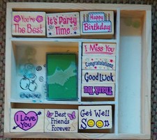 Melissa  Doug Favorite Phrases Wooden Stamp Set - 10 Stamps, Stamp Pad