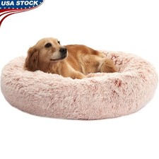 Large Dog Cuddler Bed Plush Faux Fur Calming Anti Anxiety Non Slip Washable New