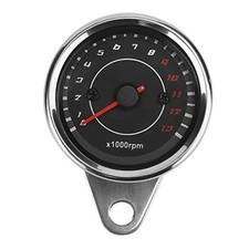 Motorcycle Tachometer, Backlight Speedometer, Silver shell black surface