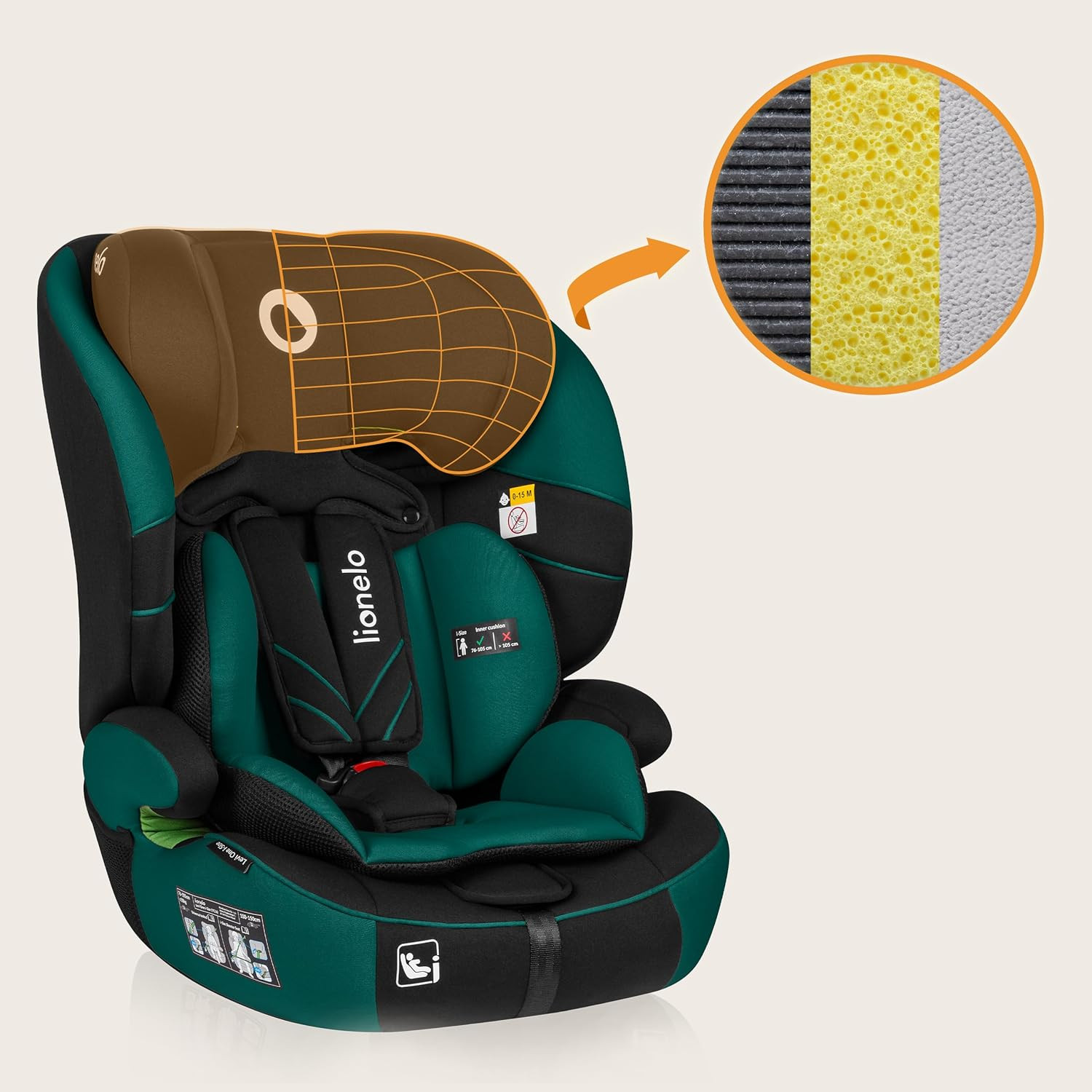 LEVI I-SIZE Seggiolino Auto per Bambini 76-150 Cm Con L'Ultima Norma I-Size R129 foto 4