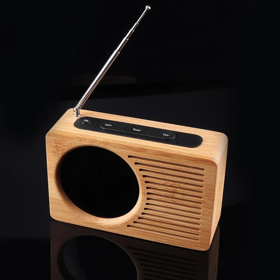 Multifunción Escritorio LED Digital Despertador Radio FM Reloj Madera Estilo Retro + Foto 3 de 4