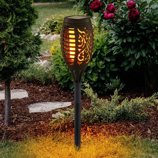 Led Design Solar Steck Leuchte AußEn Erdspieß Feuer Effekt Flacker Garten Lampe-image