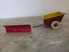 VINTAGE ORIGINAL MARX TRACTOR Red SNOW PLOW BLADE & PULL CART Yellow Accessories