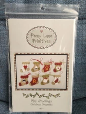 Penny Lane Primitives Wool Pattern #271 Mini Stockings Christmas Ornaments 