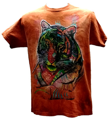 The Mountain T-Shirt M Colorful Tiger Face Orange Mineral Wash TEE