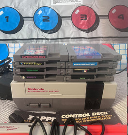 Nes Nintendo Console w/ Power Pad, 8 Nes Games Lot, 1 Controller, Zapper Bundle