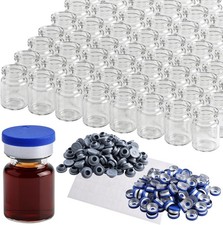 100 Pack 3ml Headspace Vials Glass Vials Clear Bottom with Flip Caps & Stoppers