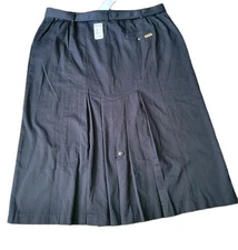 NWT Y2k Maxi Skirt 24 Black Button Front Straight Cut Pleated Belted Speigel