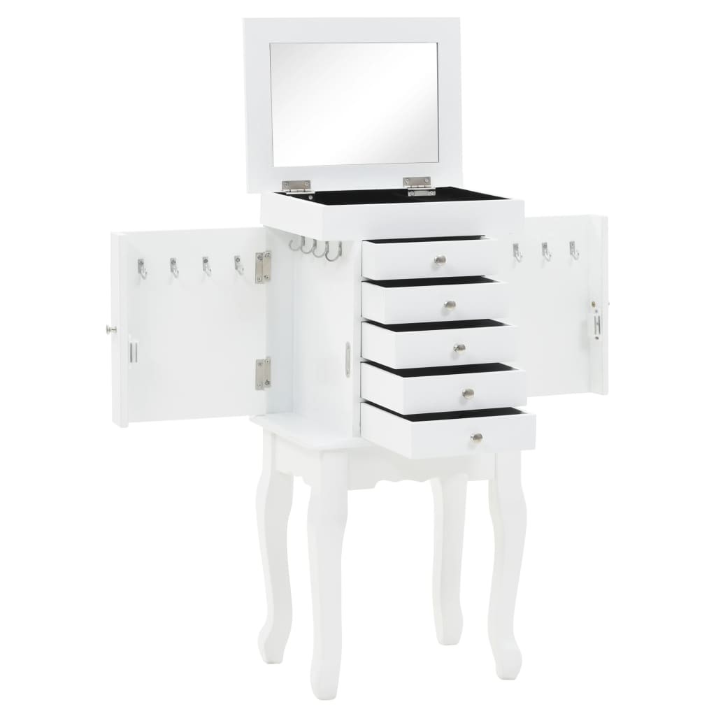Armario Joyero de Pie Blanco Mesilla Clóset Mueble Organizador Joyas vidaXL