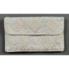 Vintage La Regale Pearl Beaded Clutch Sequin Evening Bag 60s Embellished Ivory