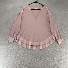 We The Free Pullover Womens Medium Mauve Pink Waffle Knit Oversized Slouchy