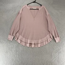 We The Free Pullover Womens Medium Mauve Pink Waffle Knit Oversized Slouchy