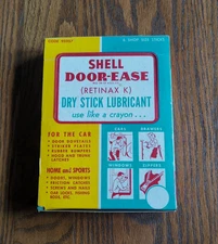 Vintage Shell Oil Door Ease Box W/Six Tin Lube Tube New In Display Box Gas Oil