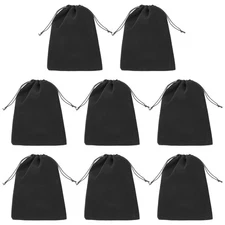 8Pcs Velvet Gift Bags 7 x 9" Velvet Drawstring Jewelry Pouches Black