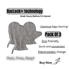 Norwex Dusting Mitt Gray Microfiber w/ BacLock – 3 Pack, Reusable Cleaning