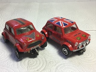 SCALEXTRIC VINTAGE C398 & C7 MINI COOPER UNION JACK & OLDER BODY MINI VERY FAST