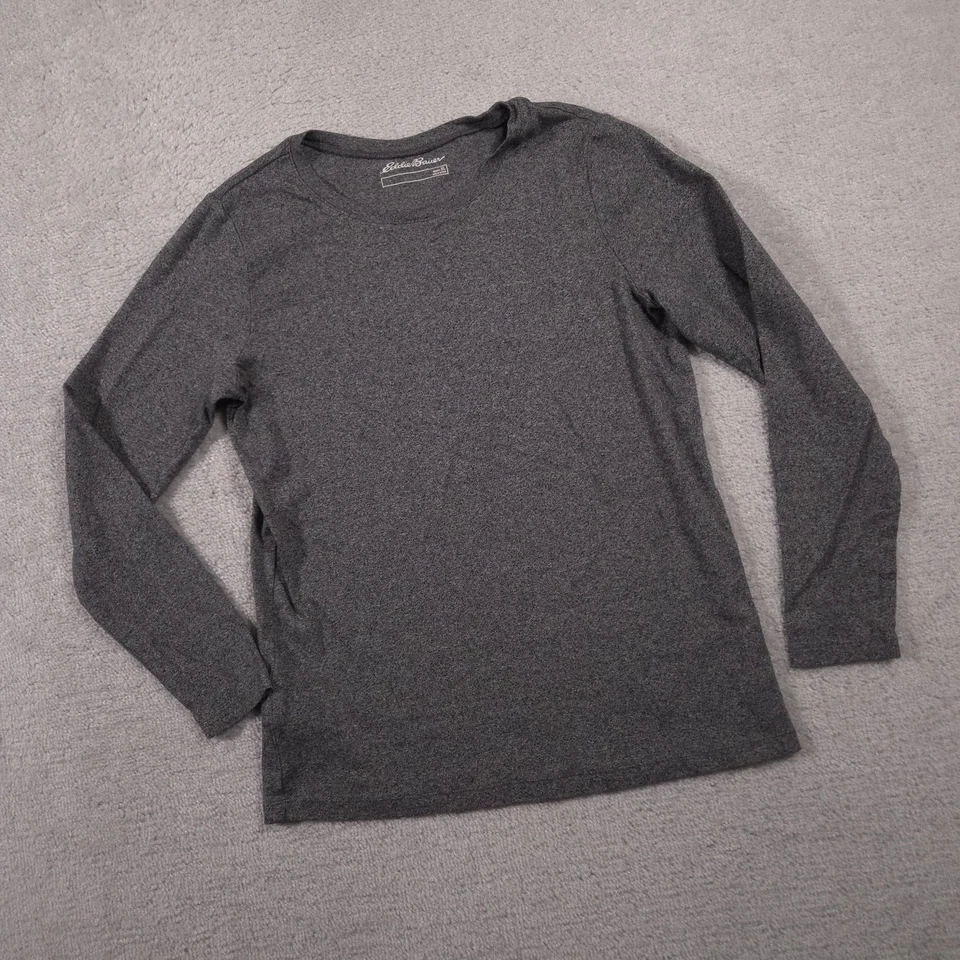 Camisa Eddie Bauer para mujer XL gris jaspeado manga larga cuello redondo algodón top suave Foto 2 de 4