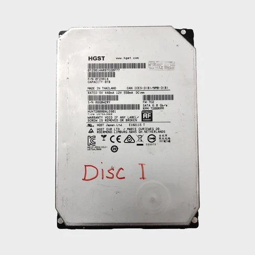 HGST Ultrastar HUH728080ALE601 8TB 7200RPM SATA 6Gb/s 3.5" Internal Hard Drive