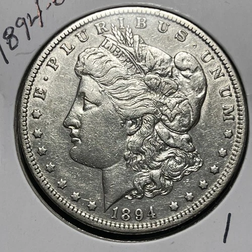 1894-O MORGAN SILVER DOLLAR, AU DETAILS