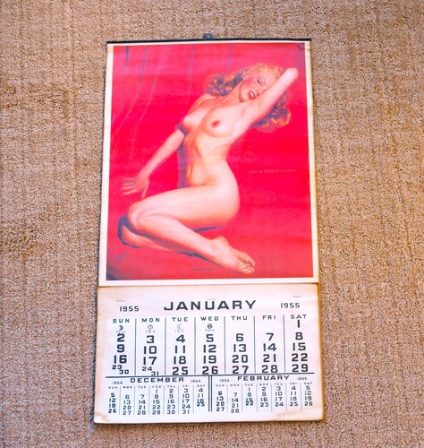 Marilyn Monroe Calendar Litho 1955 Pinup Tom Kelly Golden Dreams.  Authentic