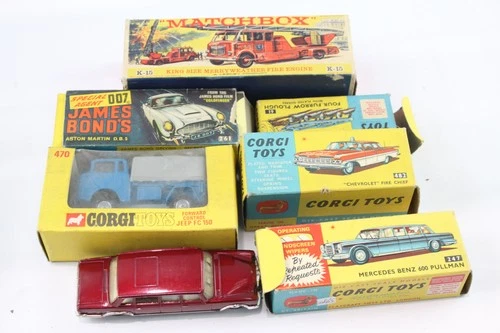 Corgi/Matchbox Vintage Diecast Models Boxed Inc 007 Aston Martin K-15 Fire Truck