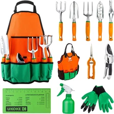 Garden Tool Set, 12 Piece Aluminum Hand Tool Kit, Garden Canvas Apron