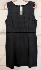 Talbots NWT 14P Black Polka Dot Sleeveless Dress Office to Night Out Comfy Easy