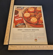 Vintage 1955 Hunt's Tomato Sauce Color Print Ad Full Page Original Advertisement
