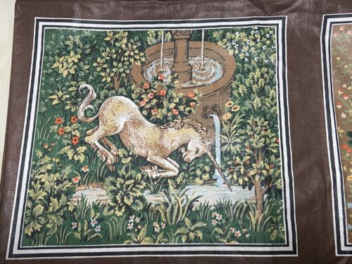 Panel de tela serigrafiado Schumacher UNICORNIO de colección raro 8 bloques almohada edredón - Imagen 10 de 13