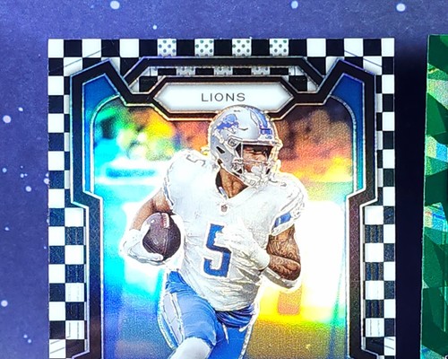 2023 Panini Prizm David Montgomery Scatole in bianco e nero e Leoni ghiaccio verde SP - Foto 10 di 15