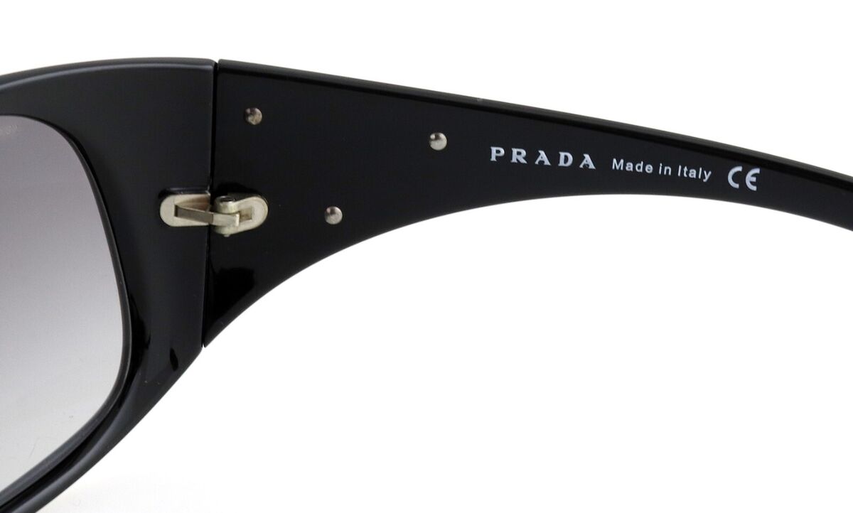 New PRADA SPR14L 1AB-3M1 Glossy Black Shield Wrap Sunglasses New PRADA SPR14L 1AB-3M1 Glossy Black Shield Wrap Sunglasses