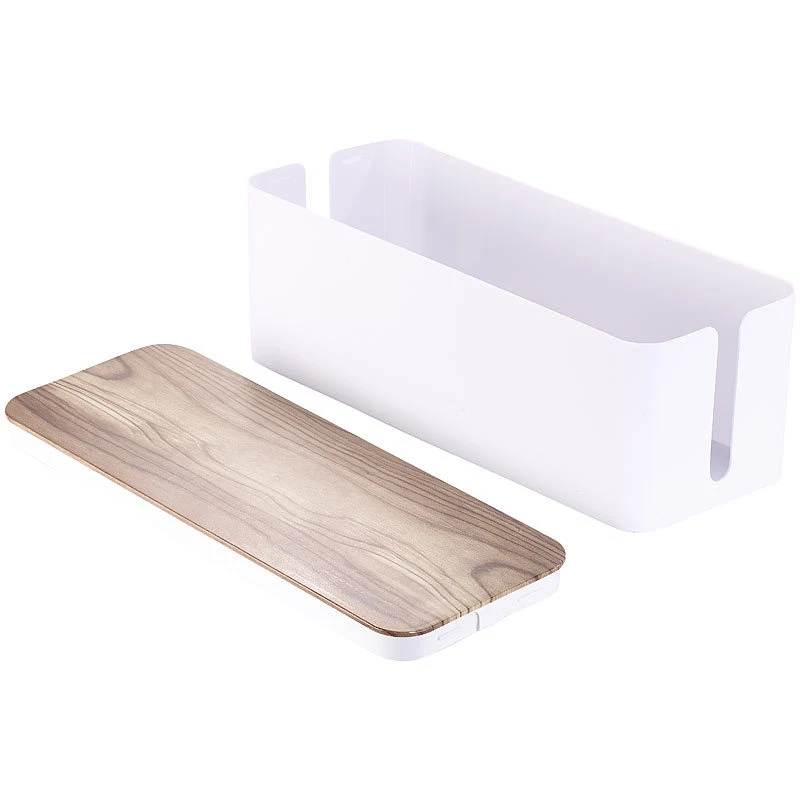 Callstel Kabelbox groß, 39 x 15,5 x 14 cm, in Nussbaum-Holzoptik mit Gummifüßen - Bild 3 von 4